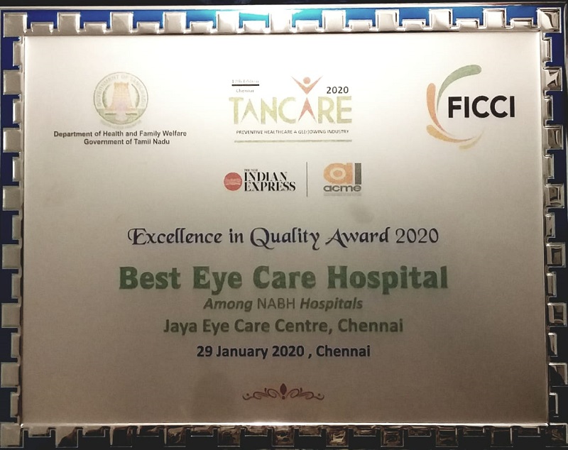 TANCARE Excellence In Quality Award 2020: Best Eye Care Hospital For Jaya Eye Care Centre